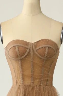 Vestido de baile khaki Polka Dots Corset