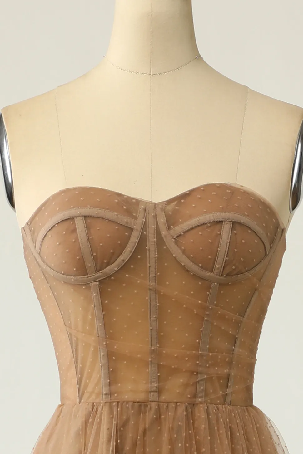 Vestido de baile khaki Polka Dots Corset