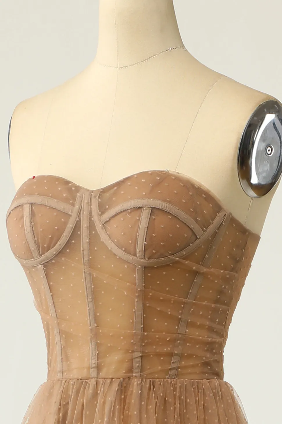 Vestido de baile khaki Polka Dots Corset
