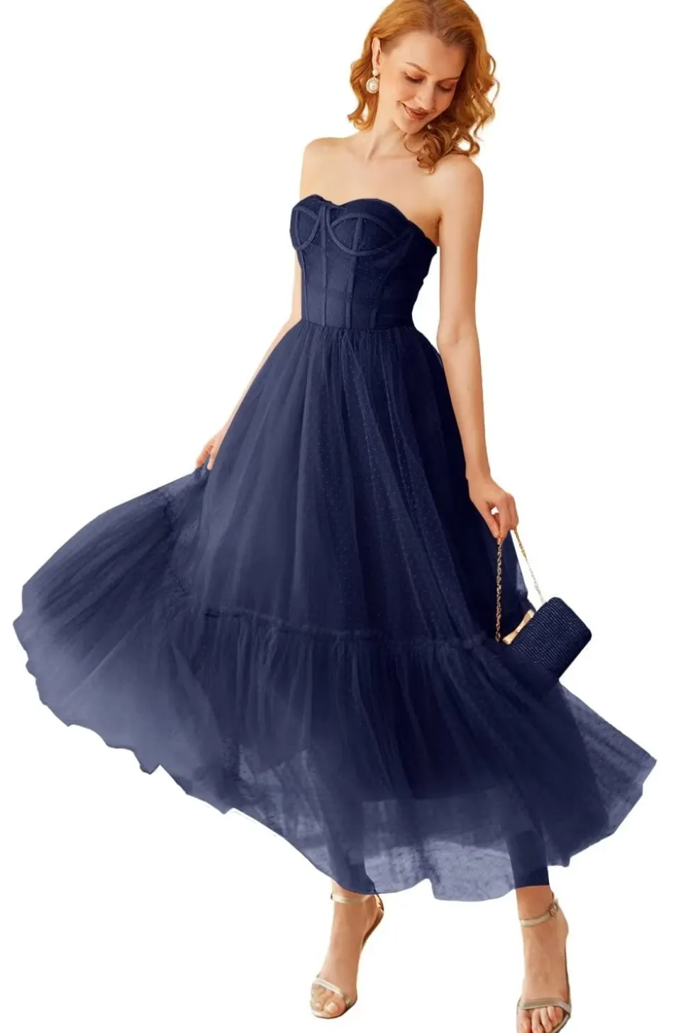 Vestido de Baile Khaki Pontos de Polka