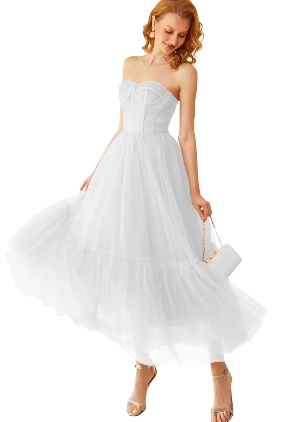 Vestido de Baile Khaki Pontos de Polka