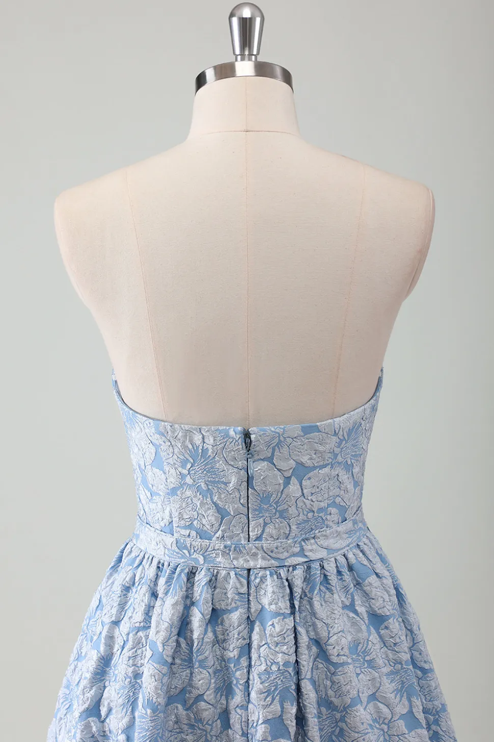 Vestido de baile longo azul Strapless A-Line com cinto