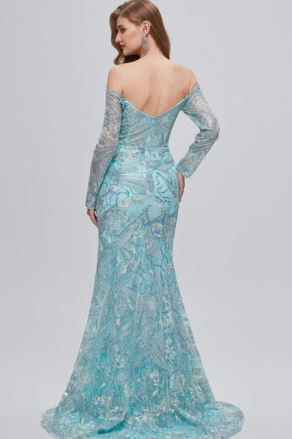Vestido de baile longo bordado brilhante da sereia