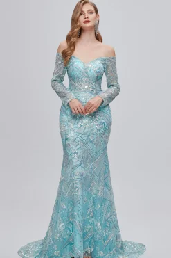 Vestido de baile longo bordado brilhante da sereia