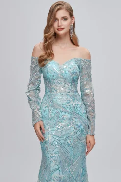 Vestido de baile longo bordado brilhante da sereia
