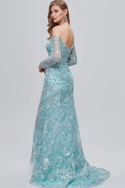Vestido de baile longo bordado brilhante da sereia