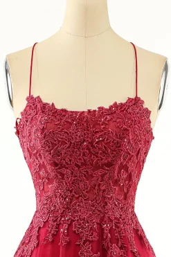 Vestido de baile longo de lavanda tulle com renda