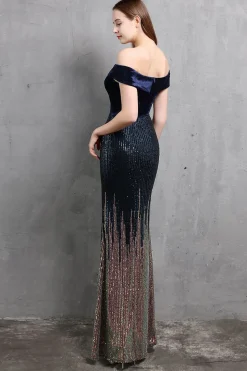Vestido de baile longo de sereia de ouro