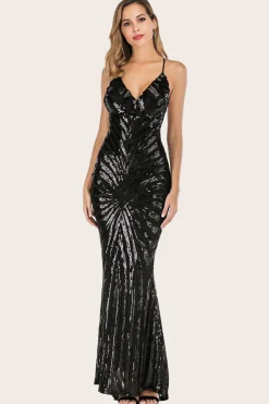 Vestido de baile longo de sereia preta