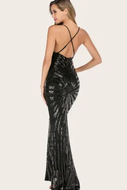 Vestido de baile longo de sereia preta