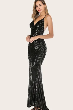 Vestido de baile longo de sereia preta