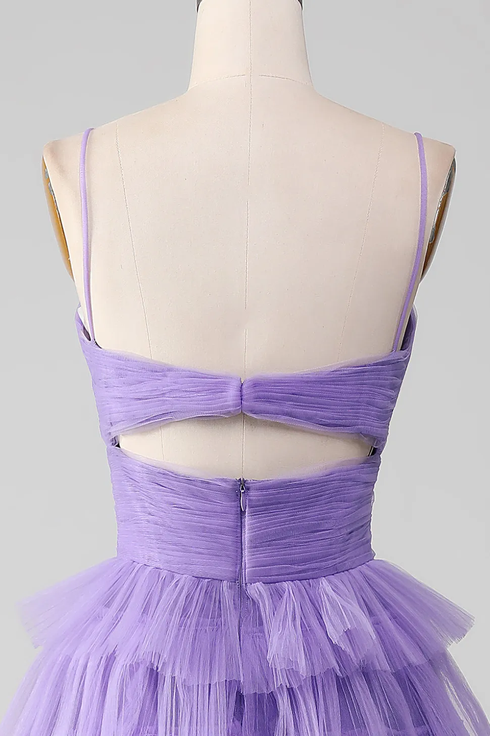 Vestido de baile longo em camadas de tule roxo A-Line com fenda