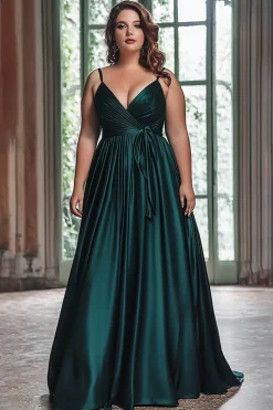 Vestido De Baile Longo Linha-A Tamanhos Grandes Decote em V