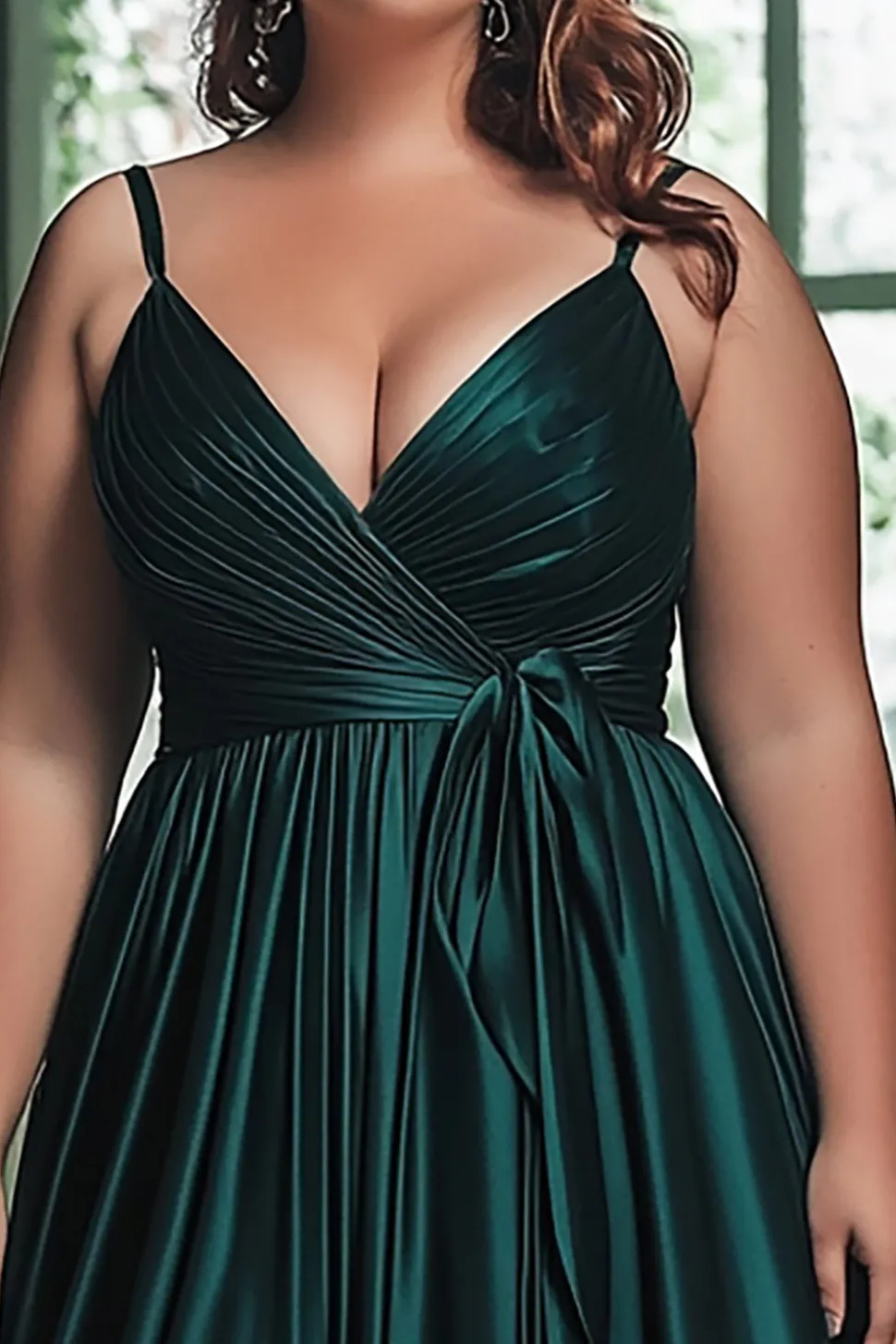 Vestido De Baile Longo Linha-A Tamanhos Grandes Decote em V