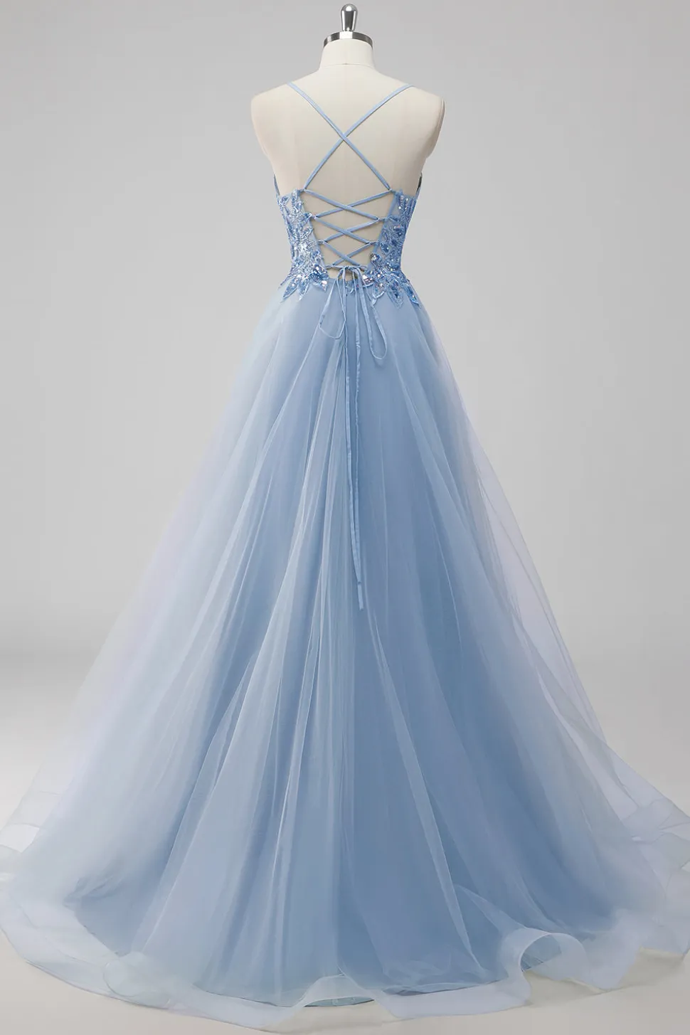 Vestido De Baile Longo Rosa Linha-A Tule Brilhante