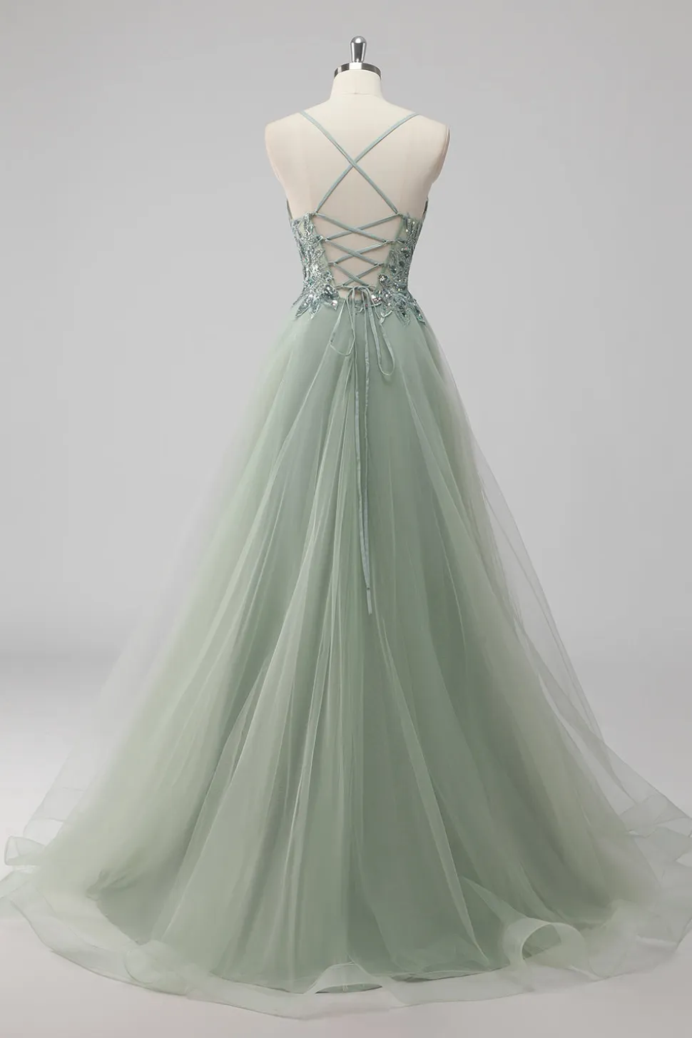 Vestido De Baile Longo Rosa Linha-A Tule Brilhante