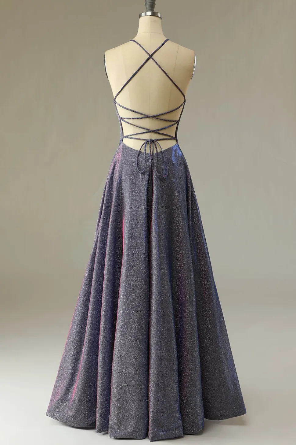 Vestido de baile longo roxo brilhante