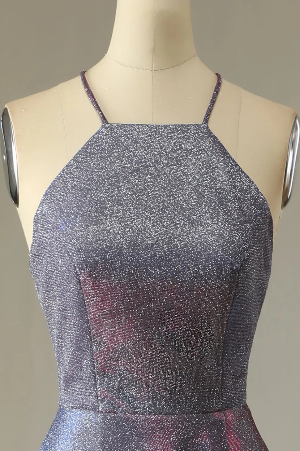 Vestido de baile longo roxo brilhante