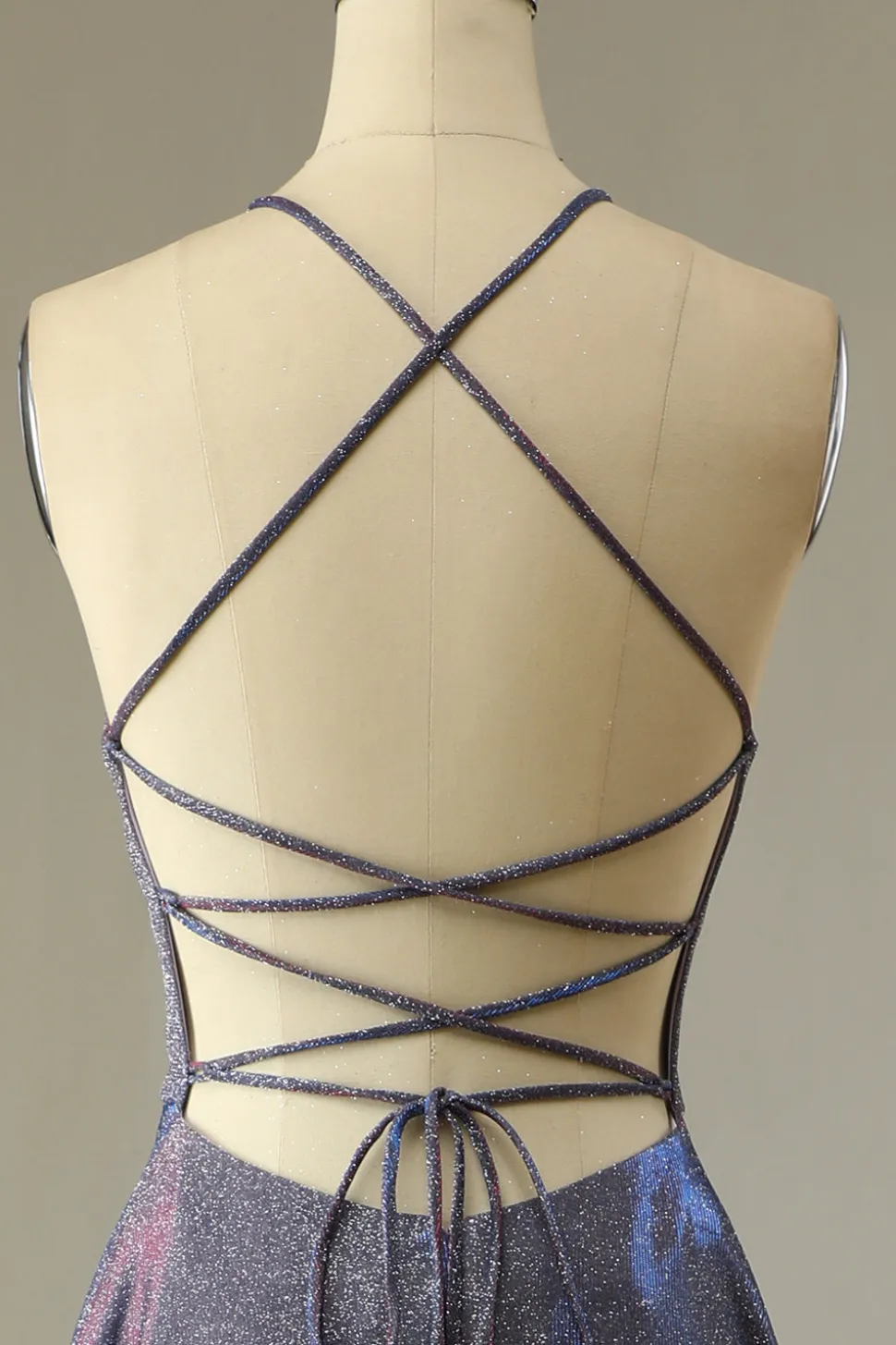 Vestido de baile longo roxo brilhante