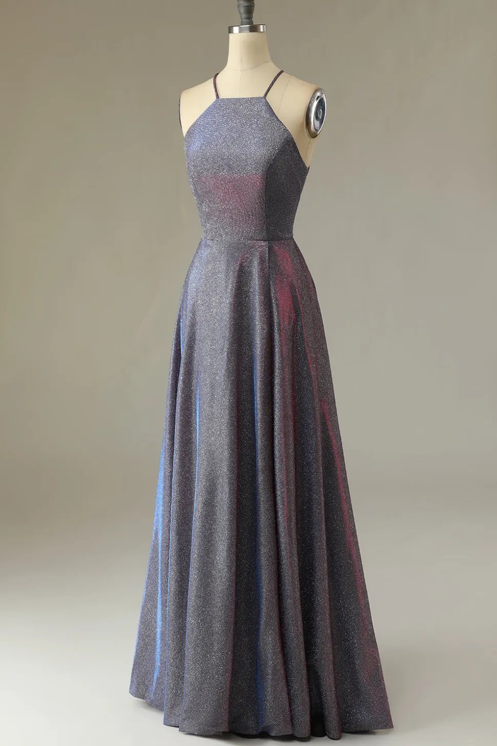 Vestido de baile longo roxo brilhante