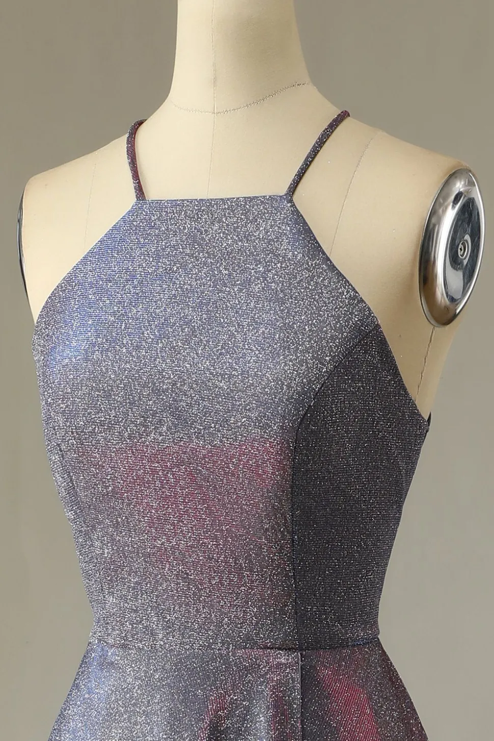Vestido de baile longo roxo brilhante