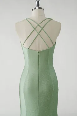 Vestido de baile longo verde brilhante bainha com flores 3D