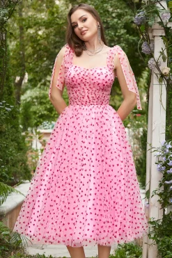 Vestido de baile midi rosa