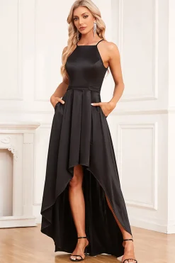 Vestido de baile preto assimétrico