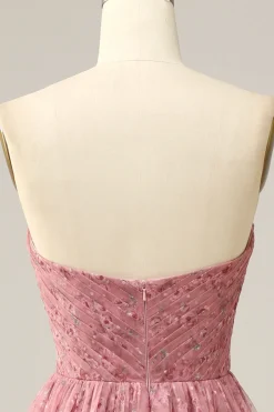 Vestido de Baile Rosa A-Line