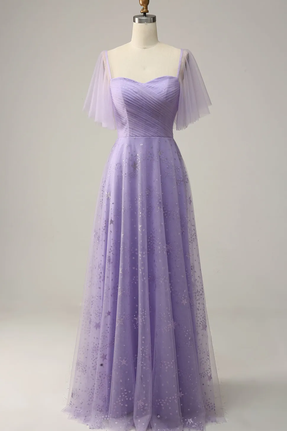 Vestido de Baile Roxo Fora do Ombro