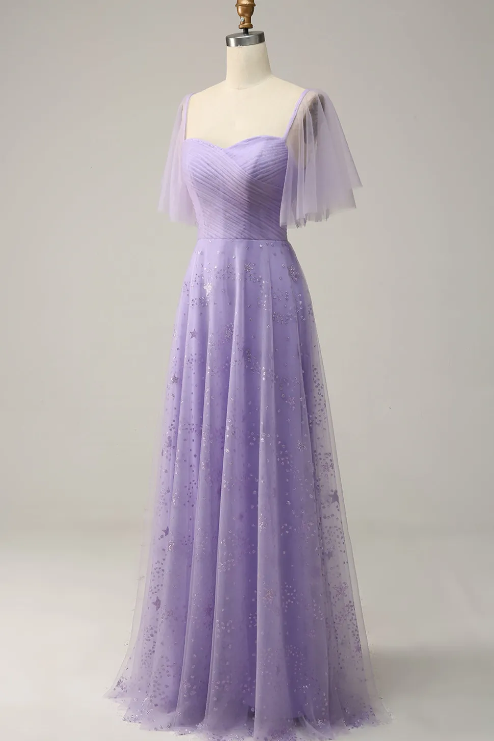 Vestido de Baile Roxo Fora do Ombro