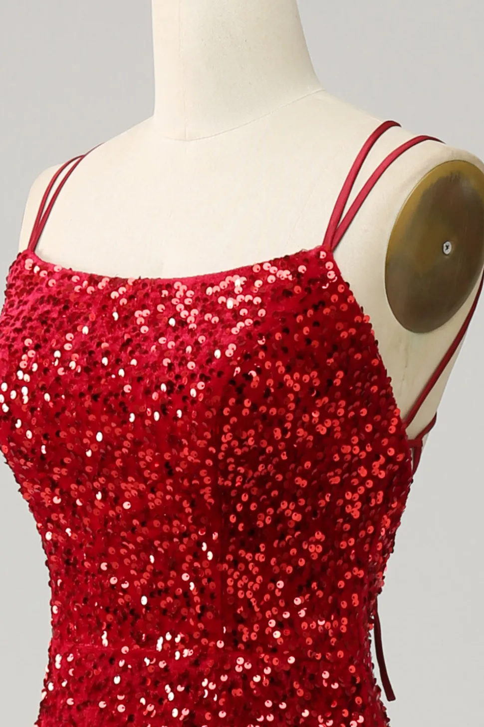 Vestido de baile sem mangas sereia vermelho