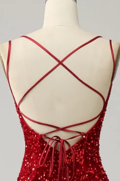 Vestido de baile sem mangas sereia vermelho