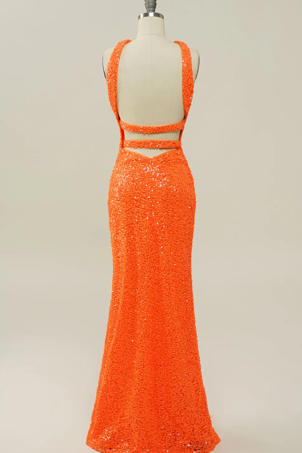 Vestido de Baile Sereia Halter Laranja