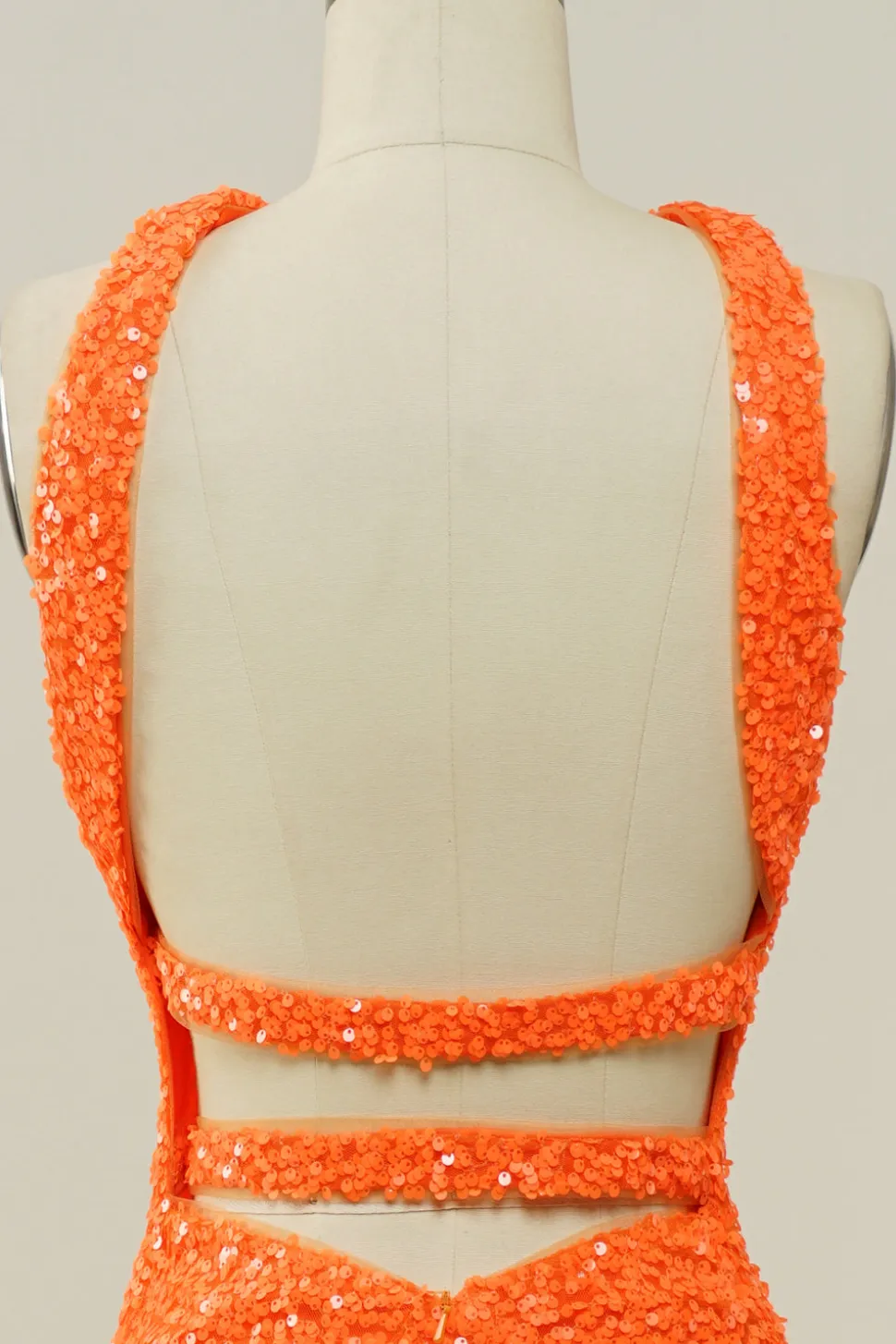 Vestido de Baile Sereia Halter Laranja