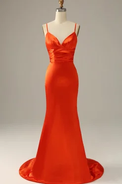 Vestido de baile sereia laranja