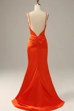 Vestido de baile sereia laranja