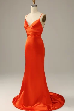 Vestido de baile sereia laranja