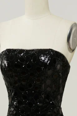 Vestido de baile sereia sem alças preto