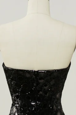 Vestido de baile sereia sem alças preto