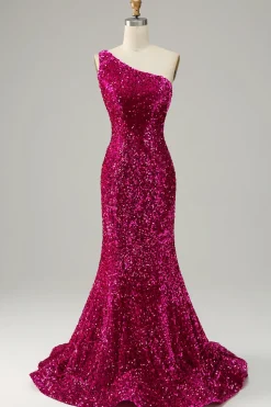 Vestido de baile sereia um ombro