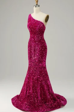 Vestido de baile sereia um ombro