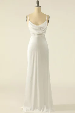 Vestido de baile simples de cetim de marfim