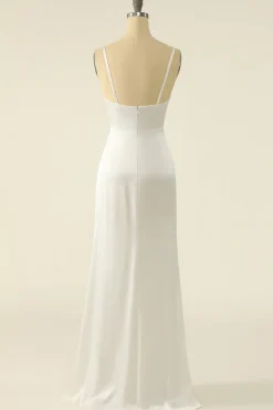 Vestido de baile simples de cetim de marfim
