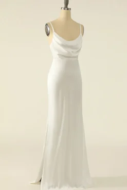 Vestido de baile simples de cetim de marfim