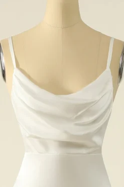 Vestido de baile simples de cetim de marfim