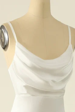 Vestido de baile simples de cetim de marfim