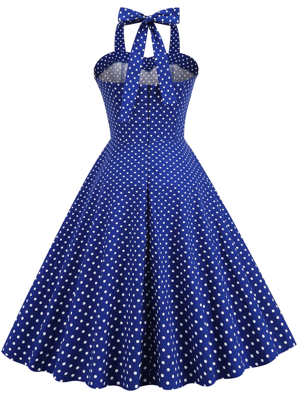 Vestido de balanço de bolinhas halter dos anos 50