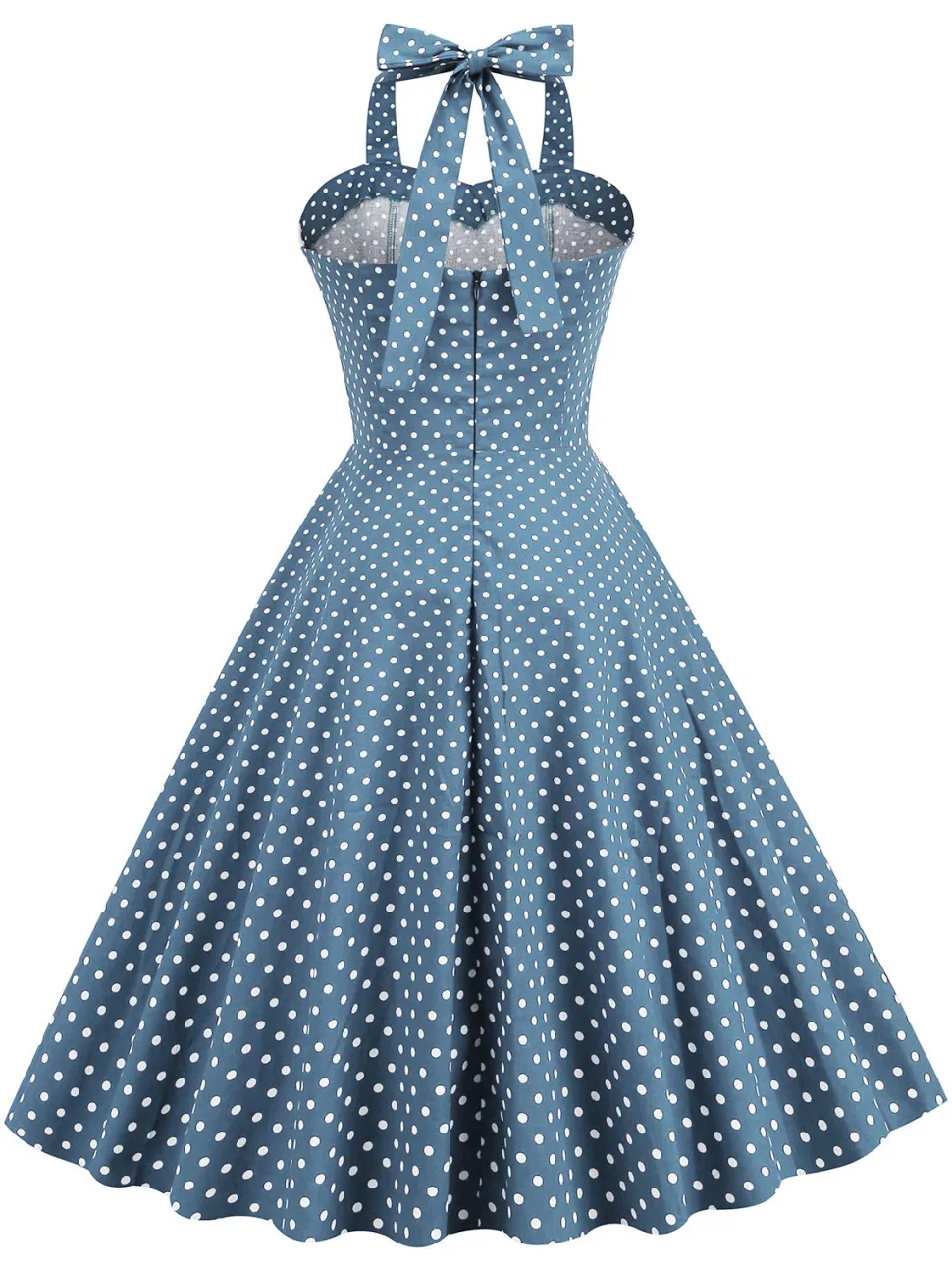 Vestido de balanço de bolinhas halter dos anos 50