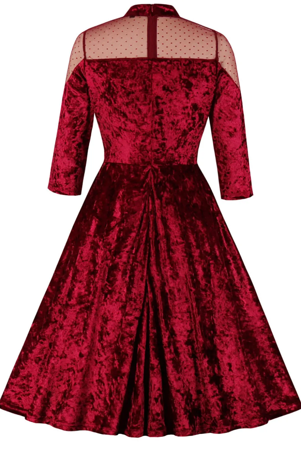 Vestido de balanço de veludo borgonha com mangas compridas